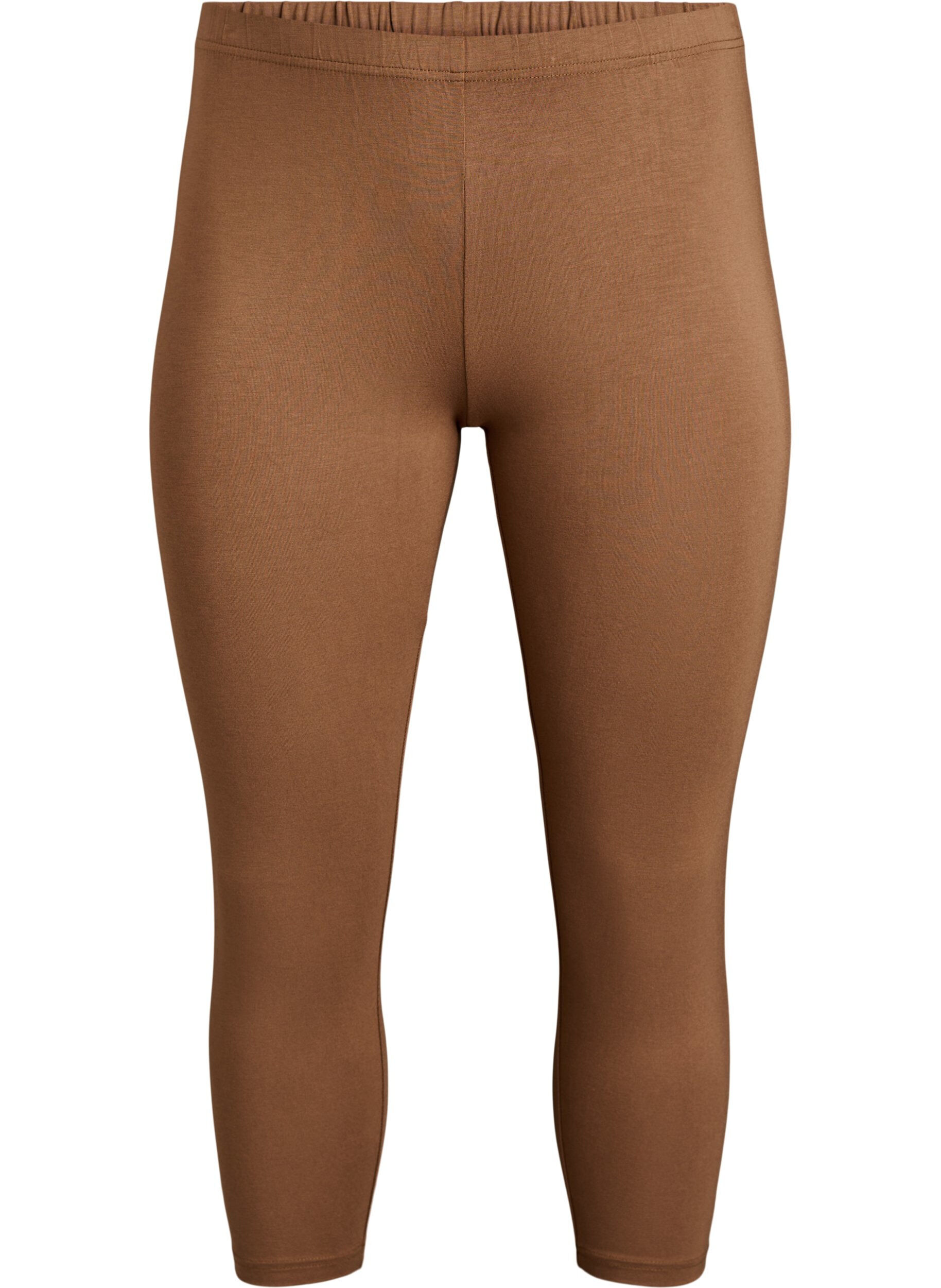 ZizziBasis 3/4 leggings i viskose, Brun, Packshot image number 0