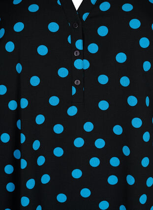 Prikket tunika med 3/4 ærmer , Black Blue Dot, Packshot image number 2