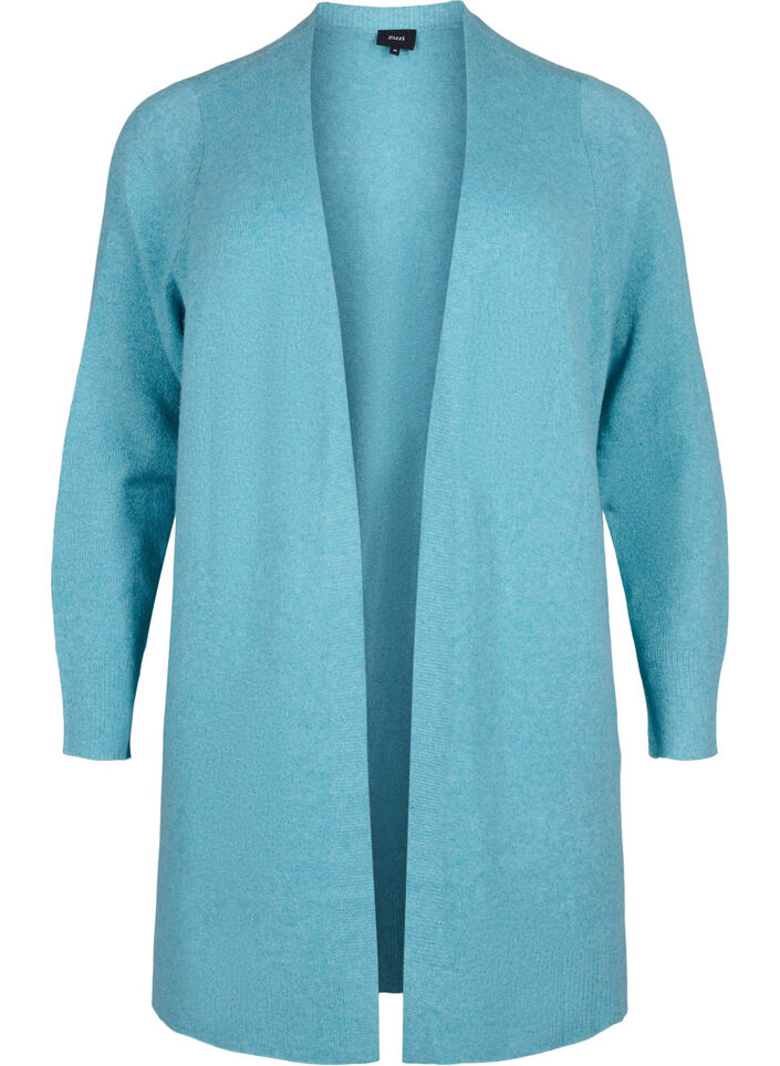 Lang åbenstående cardigan, Reef Water Mel., Packshot image number 0