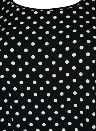 Printet kjole med korte ærmer, Black w. Dots, Packshot image number 2
