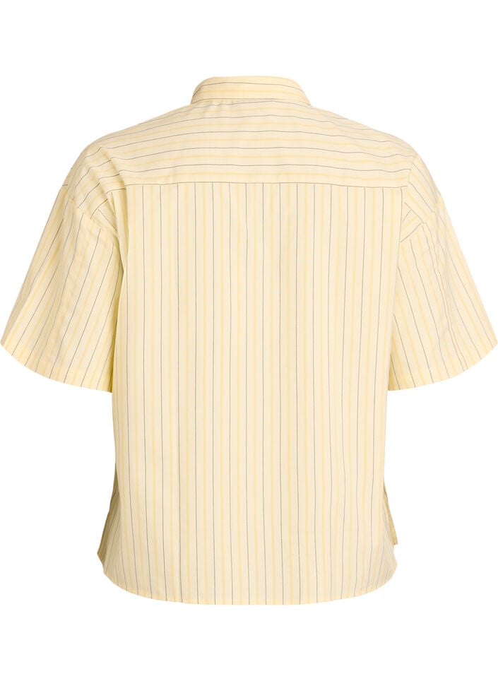 Stribet skjortebluse i l&oslash;s pasform, Gul, Packshot image number 1
