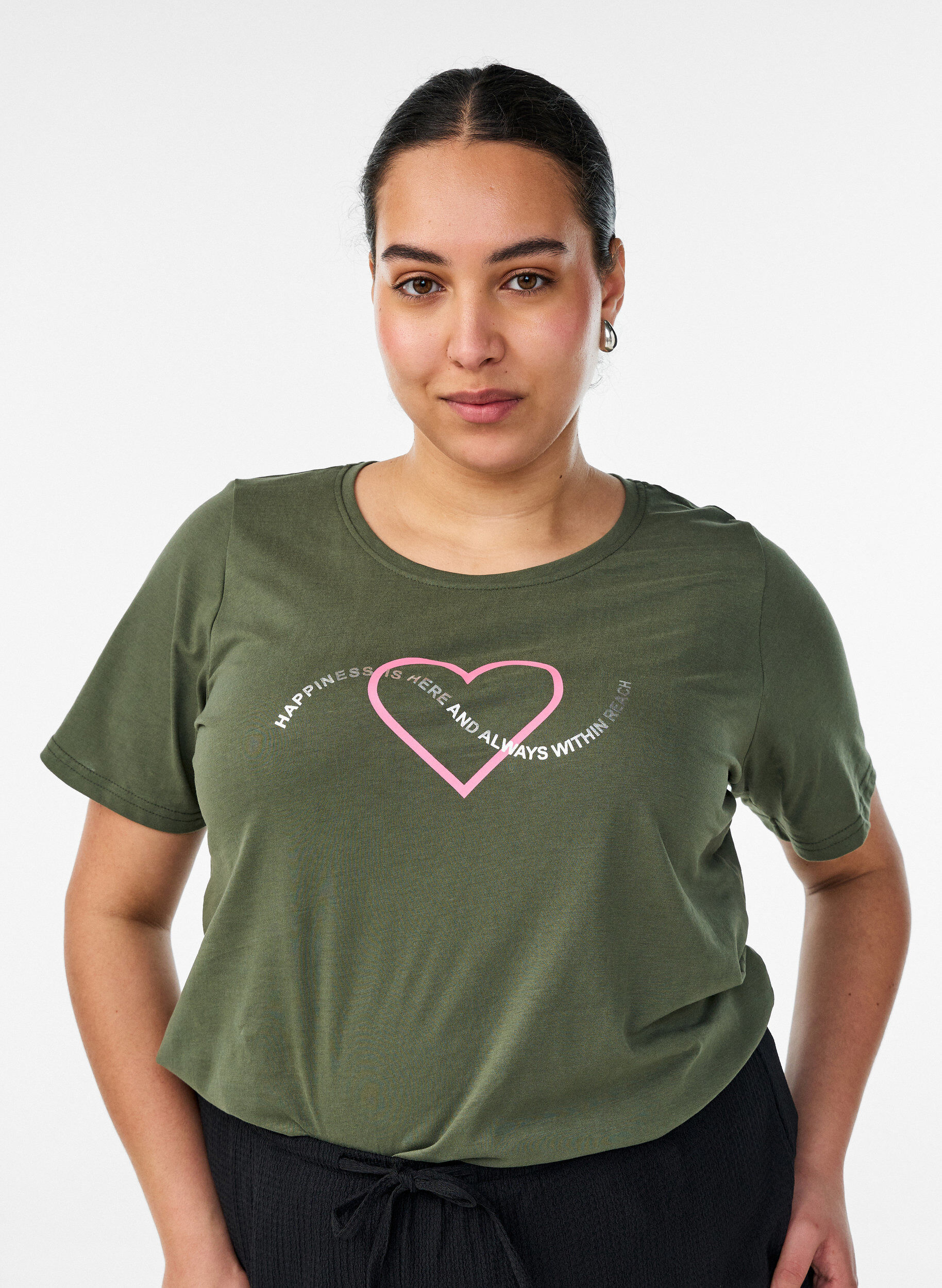 T-shirt med motiv, Gr&oslash;n, Model