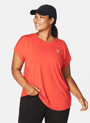 Ensfarvet trænings t-shirt, Flame Scarlet, Model image number 0