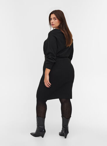 Tætsiddende nederdel i strik , Black, Model image number 1