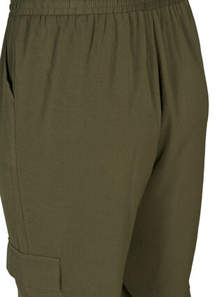 Løse bukser med side lommer, Olive Night , Packshot image number 3