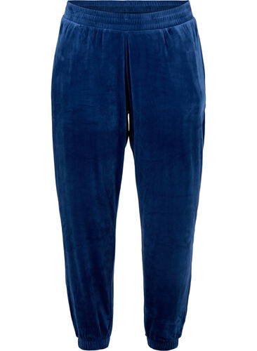 Løse bukser i velour, Insignia Blue, Packshot image number 0