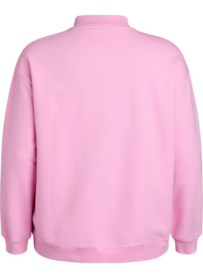 Sweatshirt med h&oslash;j krave og lange &aelig;rmer, Lyser&oslash;d, Packshot image number 1