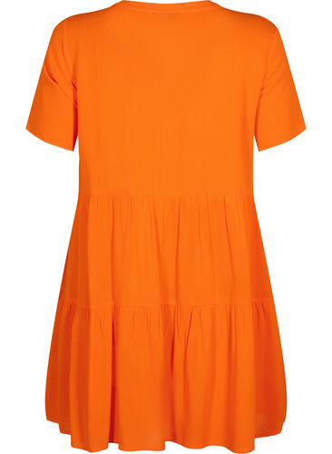 Kortærmet viskose kjole med a-form, Exuberance, Packshot image number 1
