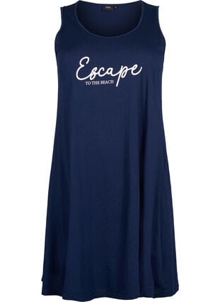 Ærmeløs bomulds kjole med a-shape, Navy B. W. Escape, Packshot image number 0