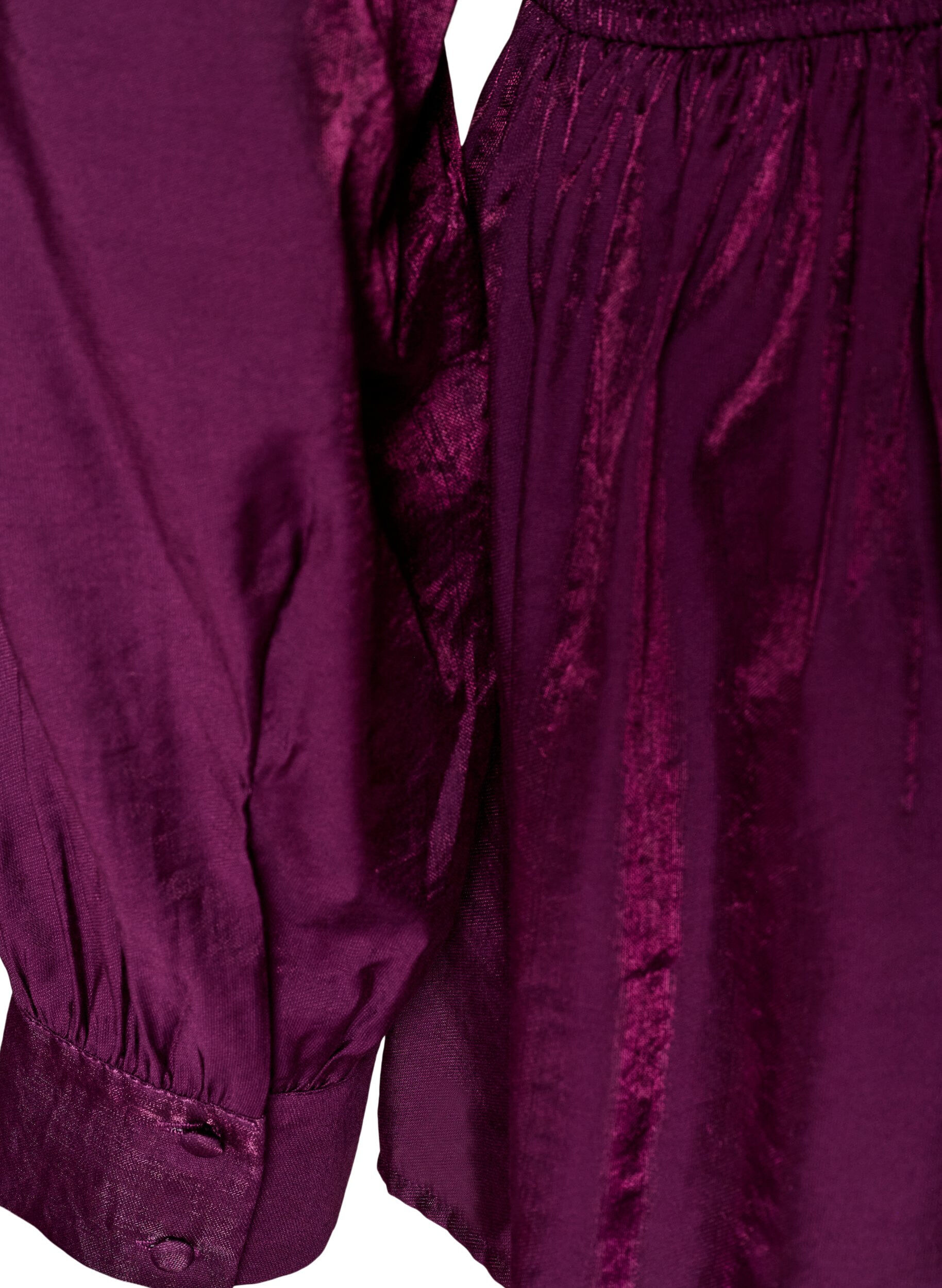 ZizziGlansfuld viskosebluse med peplum-effekt, Lilla, Packshot image number 3