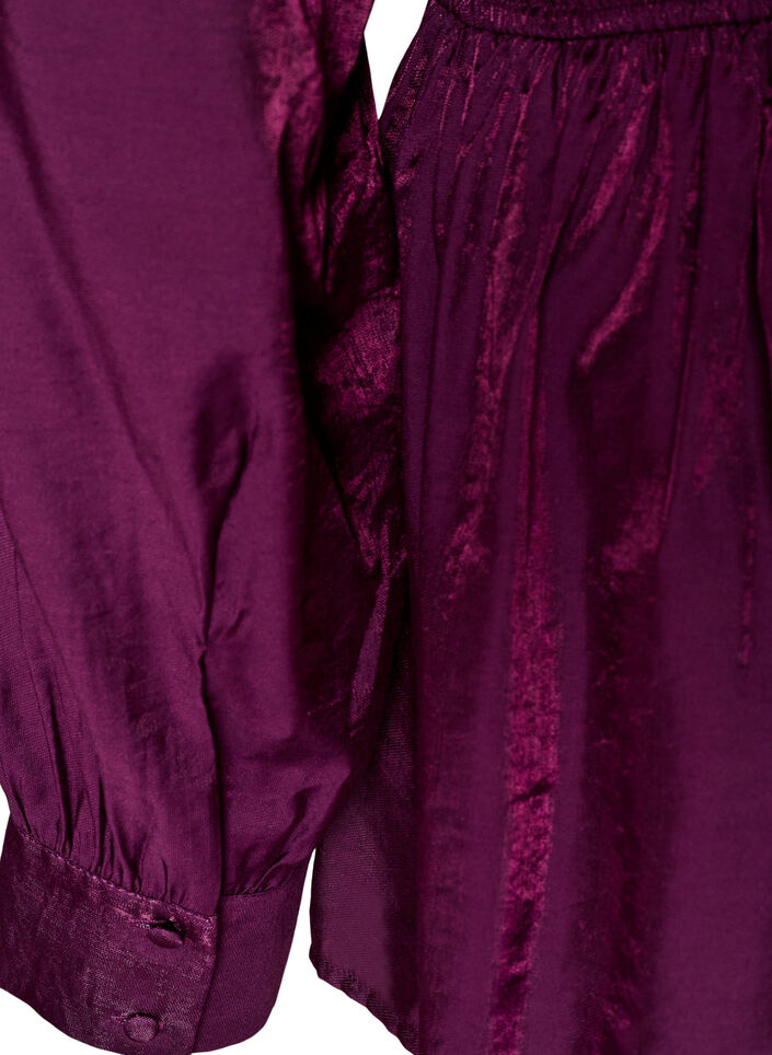 Glansfuld viskosebluse med peplum-effekt, Lilla, Packshot image number 3