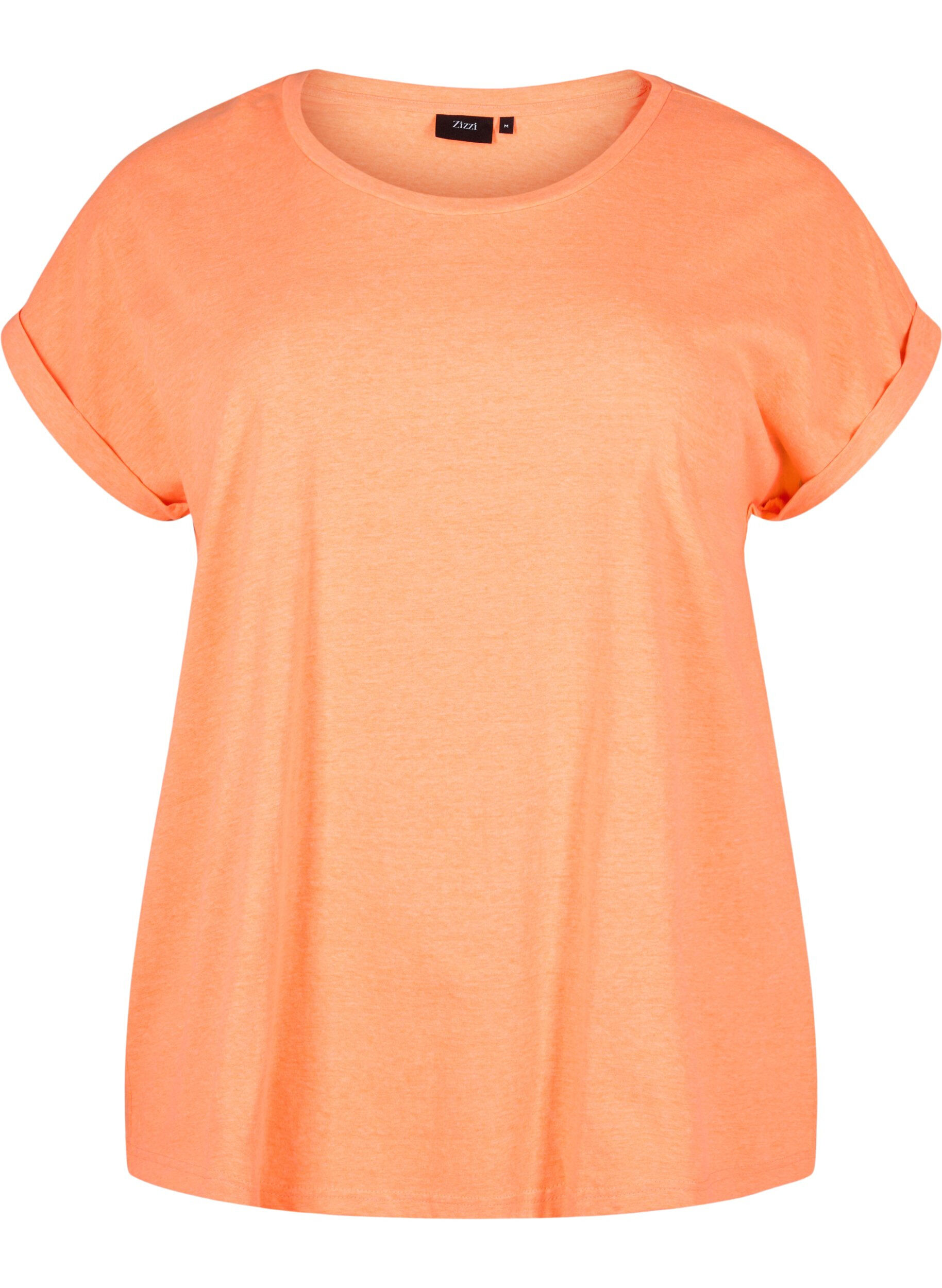Zizzi Neonfarvet t-shirt i bomuld, Orange, Packshot image number 0