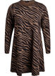 Langærmet kjole med rund hals og zebraprint, Walnut Zebra, Packshot image number 0