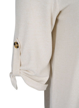 Bluse med knapper og 3/4 ærmer, Pumice Stone Melange, Packshot image number 3