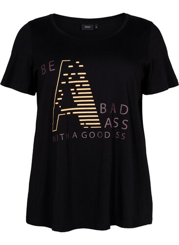 Trænings t-shirt med print, Black w. Bad Ass, Packshot image number 0