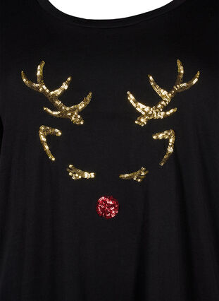 Jule t-shirt i bomuld, Black Reindeer, Packshot image number 2