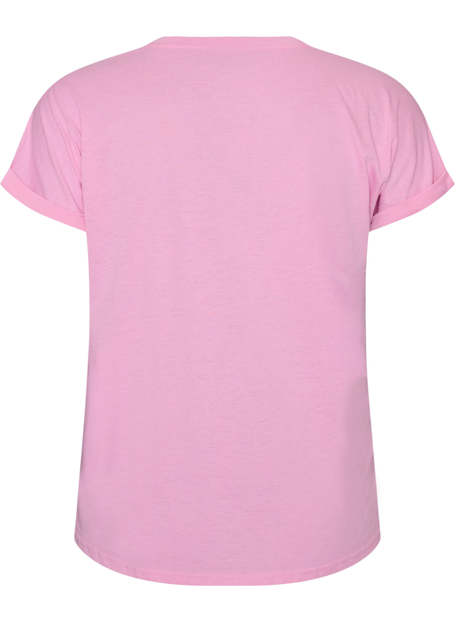 ZizziKort&aelig;rmet t-shirt i bomuldsblanding, Lyser&oslash;d, Packshot image number 1