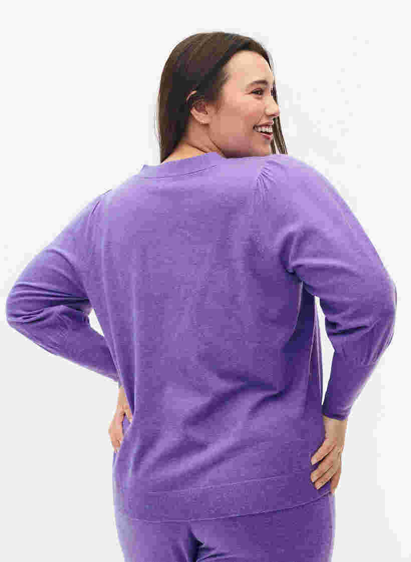 Strikket cardigan med knaplukning, Purple Opulence Mel., Model image number 1
