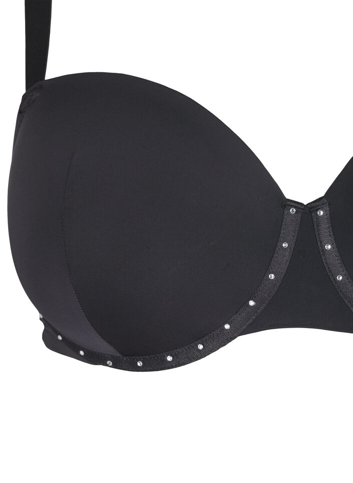 Formstøbt bh med rhinsten, Sort, Packshot image number 3