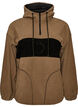 Fleeceanorak med h&aelig;tte og kontrastpanel, Brun, Packshot image number 0