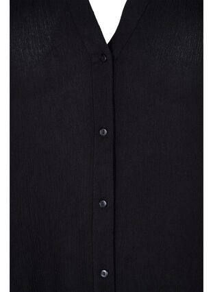 Kortærmet viskose skjorte med v-udskæring, Black, Packshot image number 2