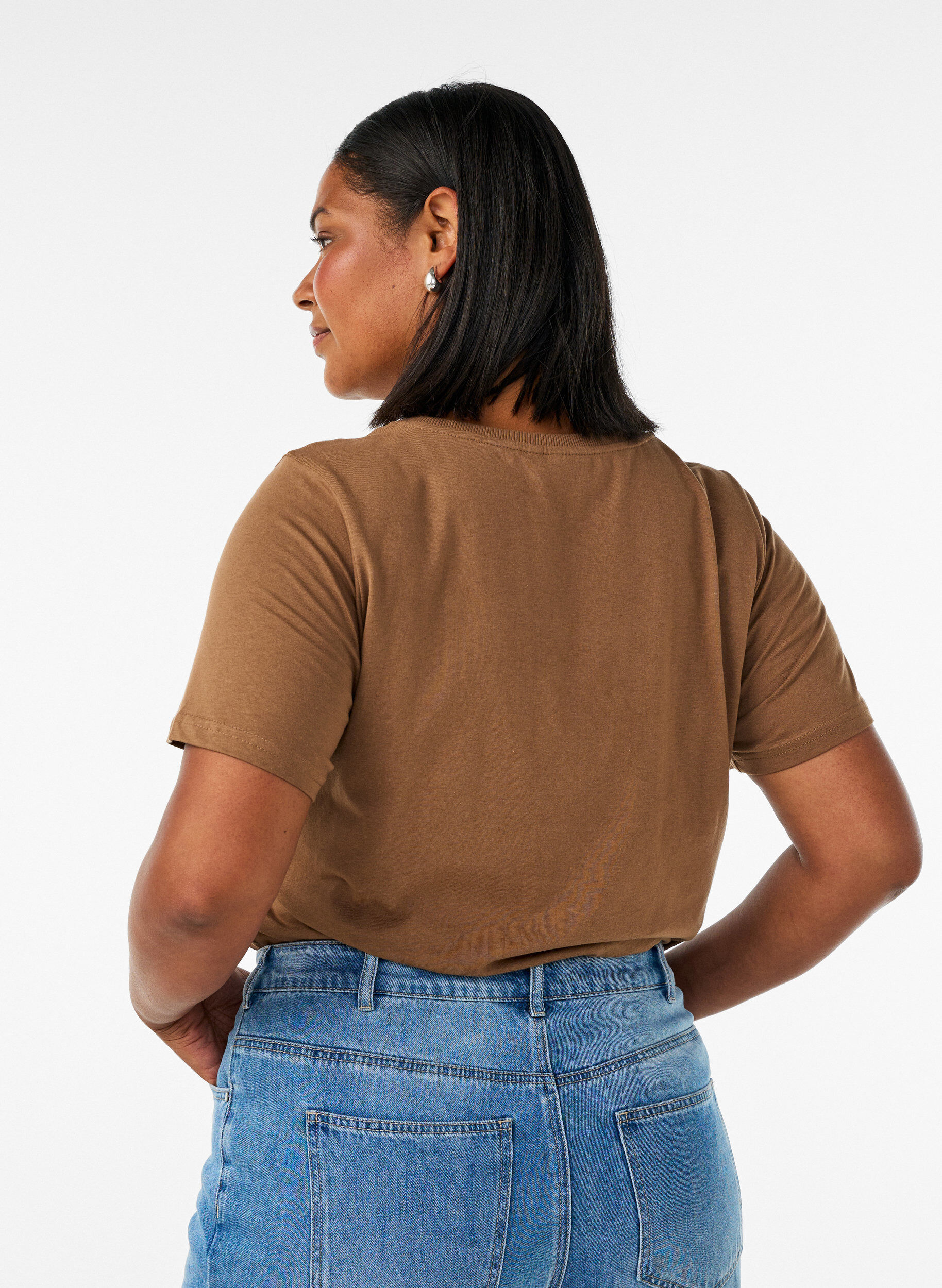 ZizziT-shirt i bomuld med printmotiv, Brun, Model image number 2