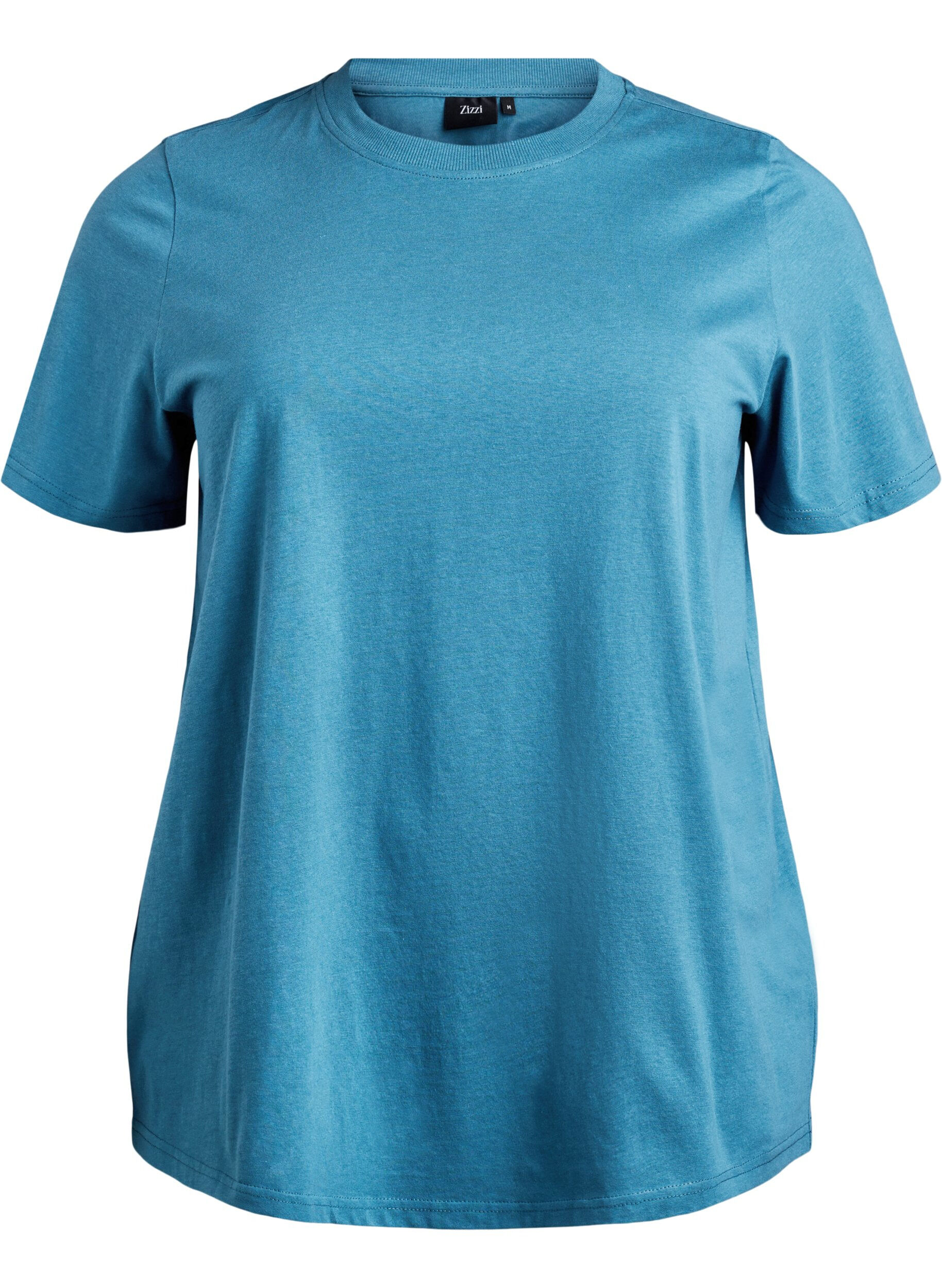 ZizziBasis t-shirt i bomuld med rund hals , Gr&aring;, Packshot image number 0