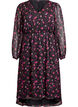 Kjole i chiffon med blomsterprint og lange &aelig;rmer, Sort, Packshot image number 0