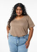 Kort&aelig;rmet basis t-shirt med v-hals, Brun, Model image number 0