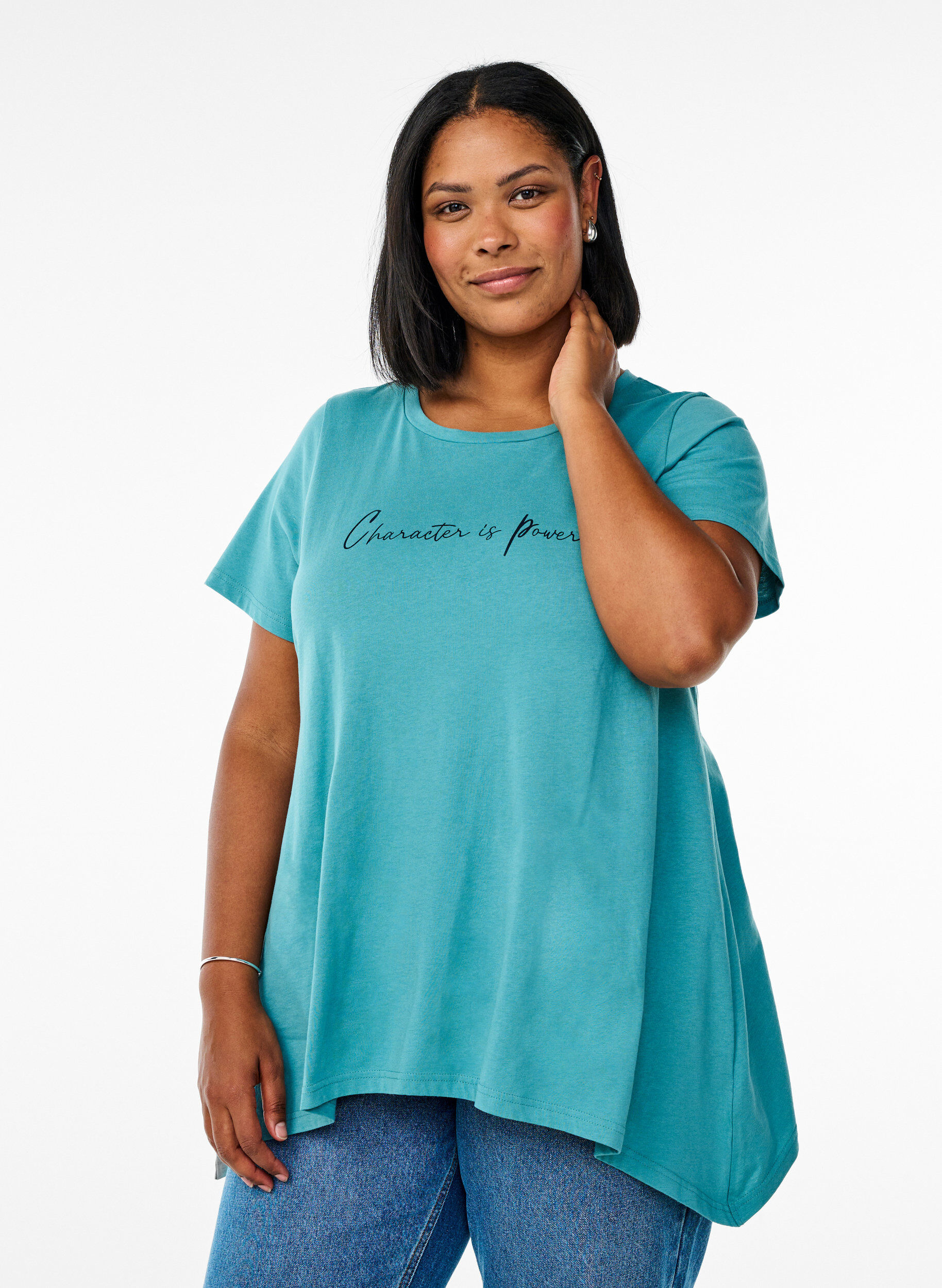 ZizziT-shirt med rund hals og A-facon, Gr&oslash;n, Model image number 0