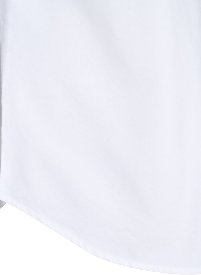 Lang&aelig;rmet skjorte i bomuld, Hvid, Packshot image number 3