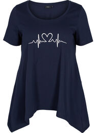 Kortærmet bomulds t-shirt med a-form, Night Sky Silv Heart