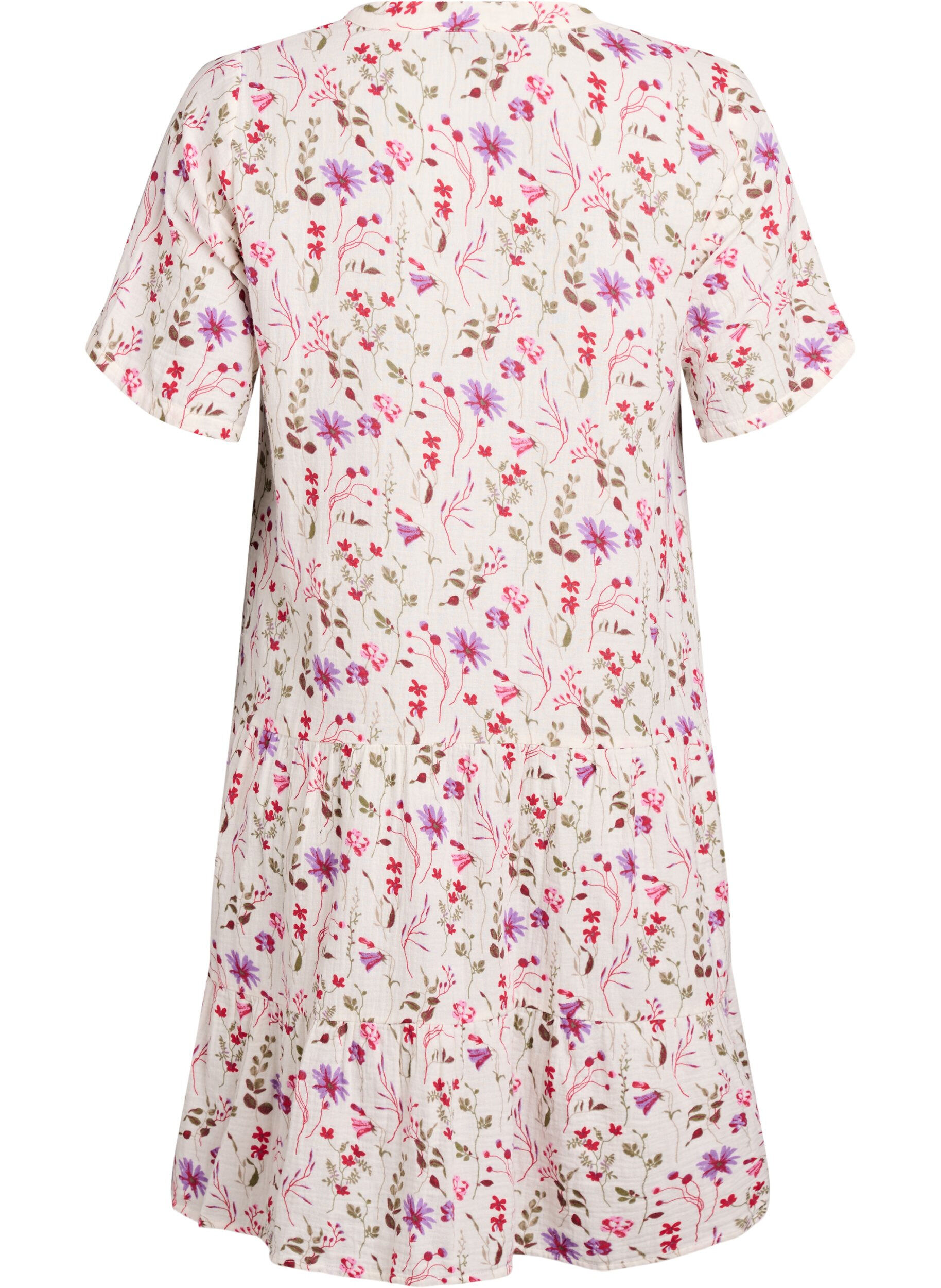 ZizziKort kjole i bomuldsmusselin med A-facon, Beige, Packshot image number 1