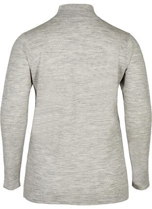 Tætsiddende strikbluse i 100% uld, Light Grey Melange, Packshot image number 1