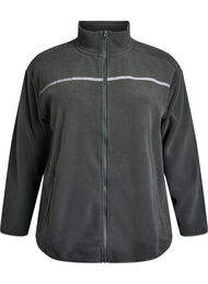 Fleecejakke med lynlås og refleksbånd, Grøn