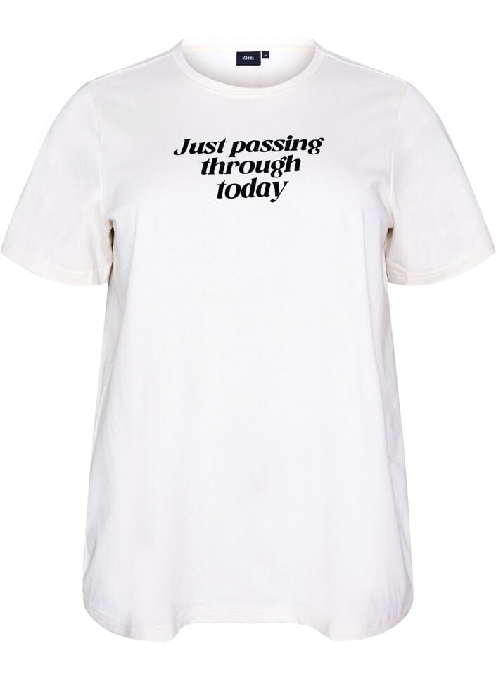 T-shirt i bomuld med tekstprint, Hvid, Packshot image number 0