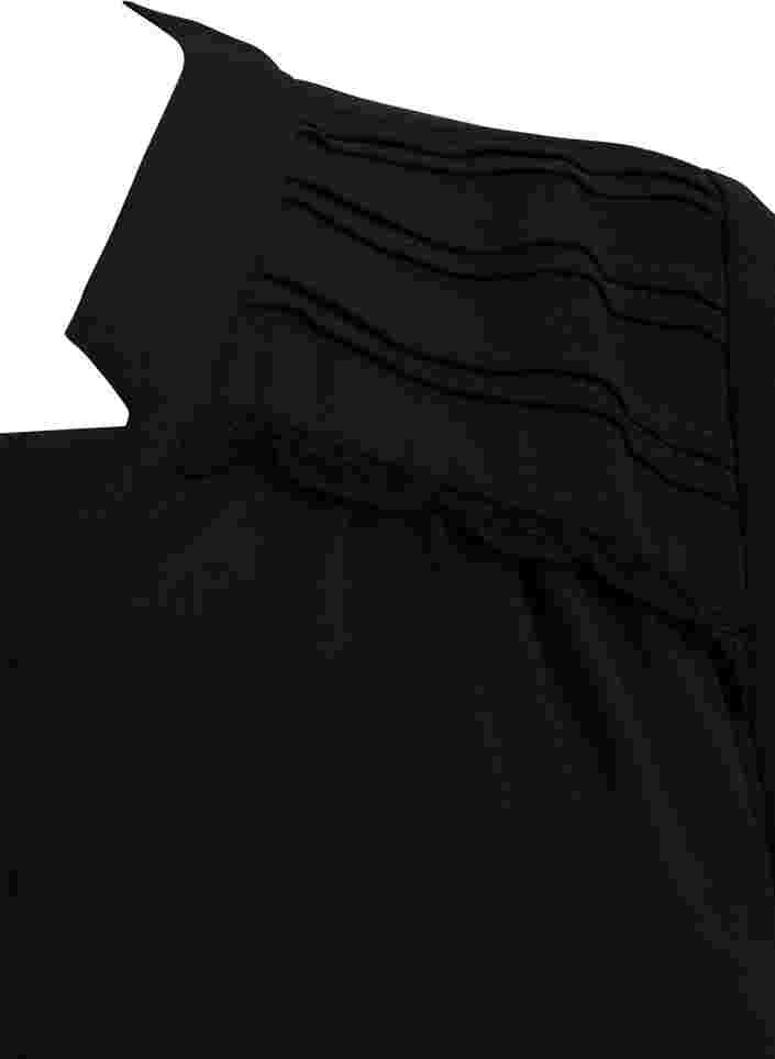 Bluse med lange ærmer og knaplukning, Black, Packshot image number 3