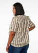 Bluse med print og smockkant, Egret AOP, Model image number 1