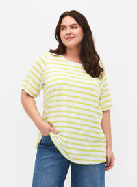 Stribet bomulds t-shirt, Wild Lime Stripes, Model