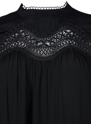 Kjole i viskose med broderede detaljer, Black, Packshot image number 2