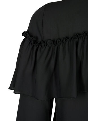 Flæse skjortebluse med perleknapper, Black, Packshot image number 4
