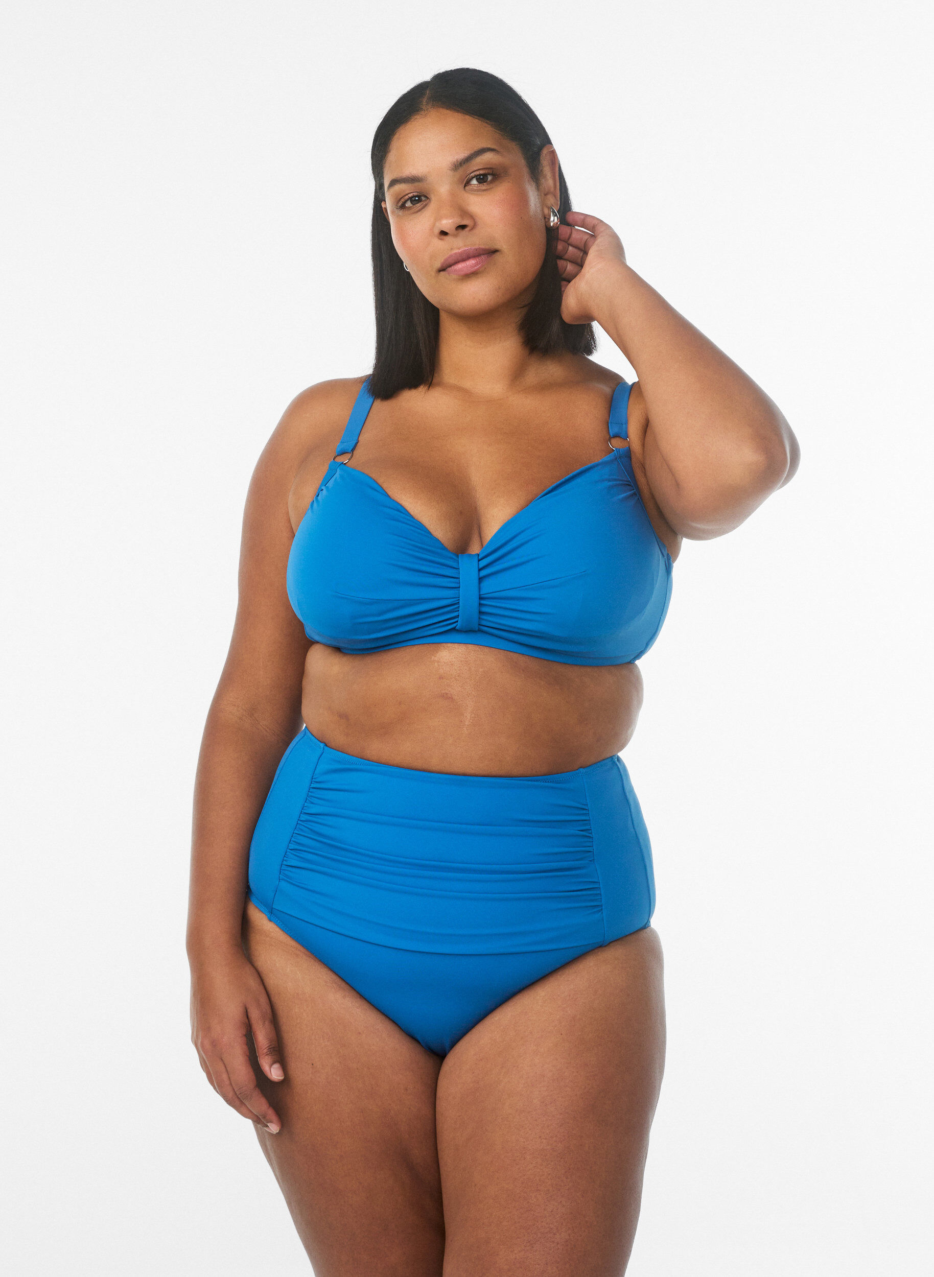 ZizziBikini b&oslash;jle bh med draperinger, Bl&aring;, Model image number 1