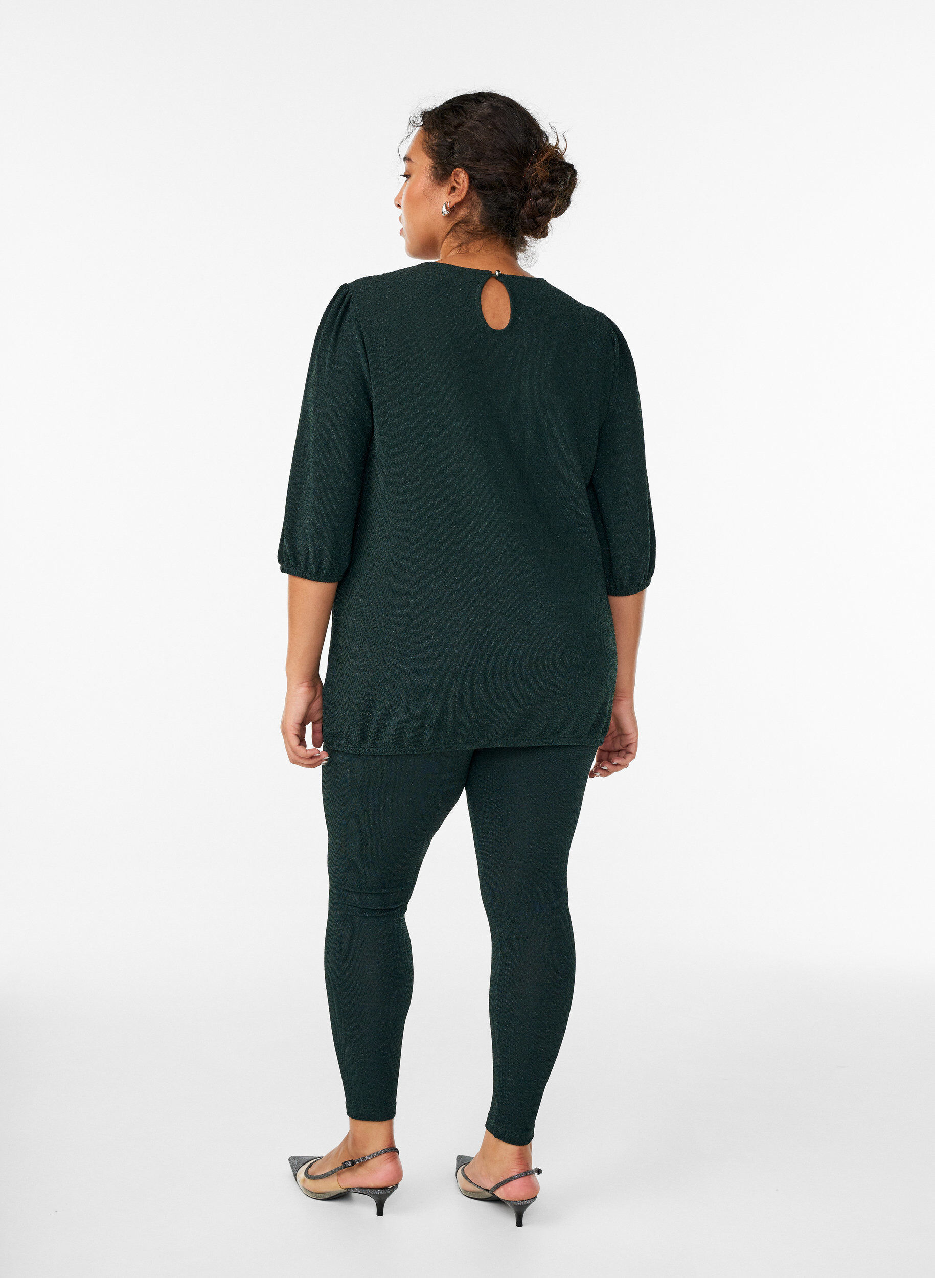 Zizzi Leggings med glitterm&oslash;nster, Gr&oslash;n, Model image number 2