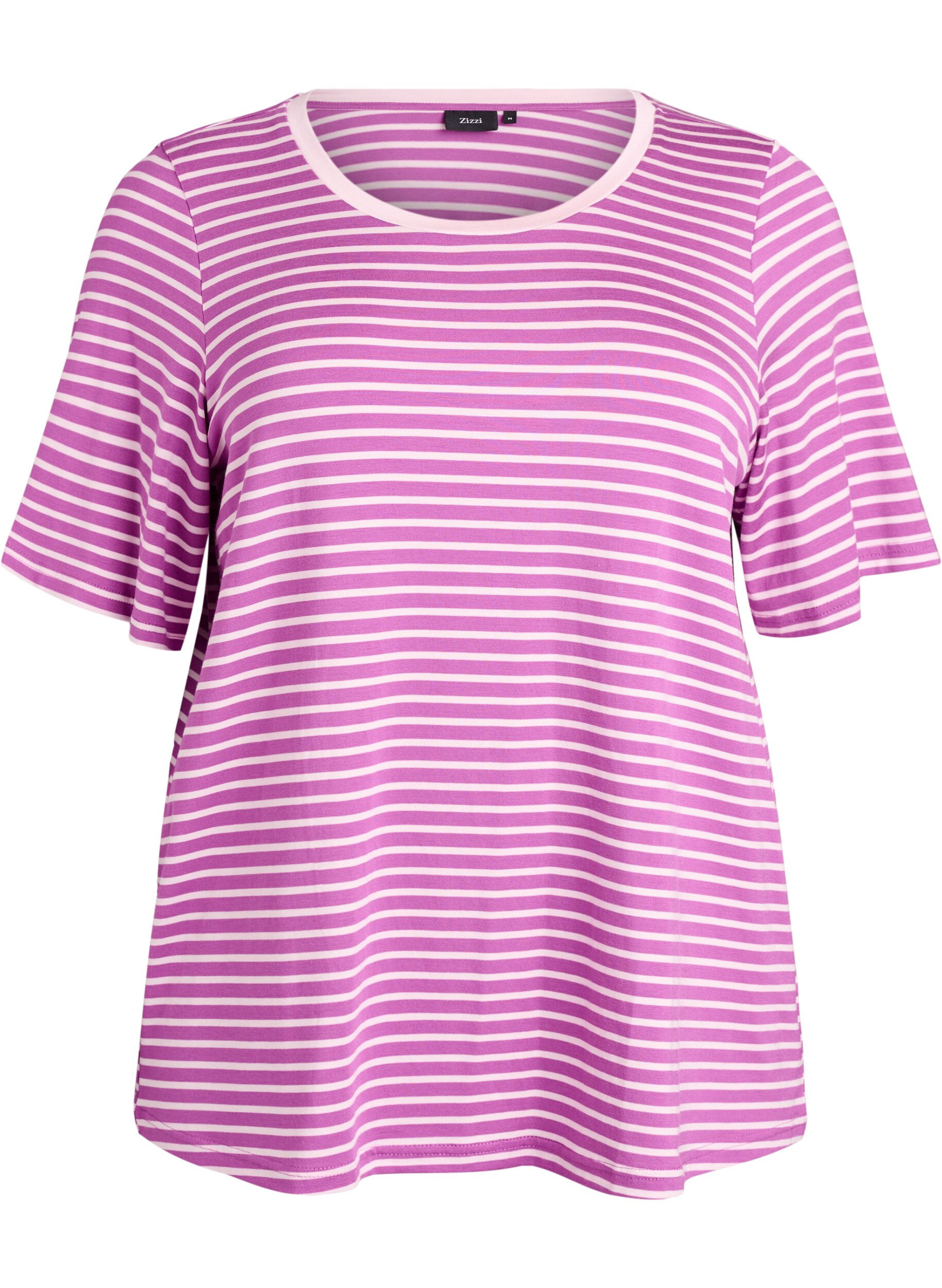 ZizziT-shirt med TENCEL&trade; Lyocell og striber, Lilla, Packshot image number 0