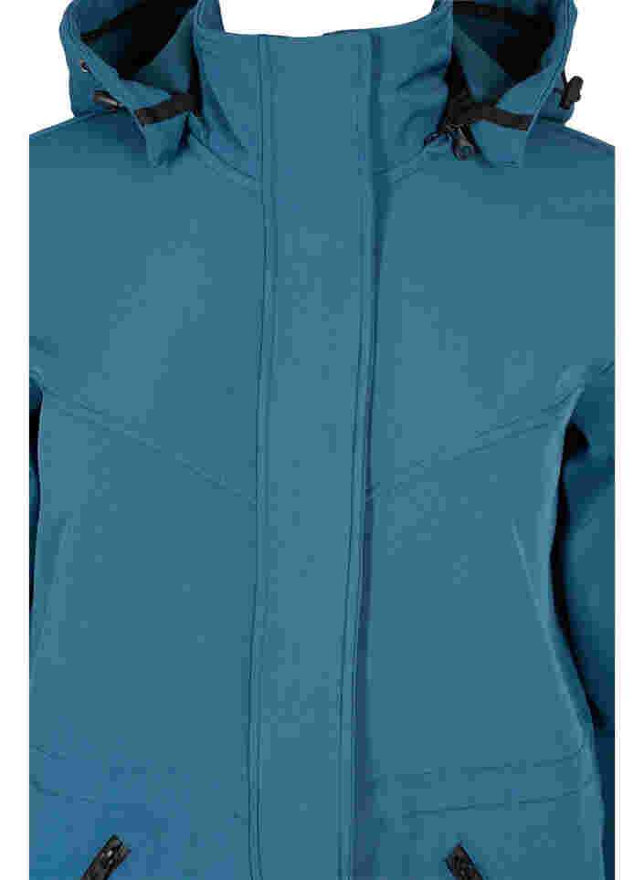 Lang softshell jakke med hætte, Stargazer Solid, Packshot image number 2