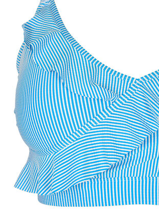 Stribet bikinitop med wrap og flæser, BlueWhite Stripe AOP, Packshot image number 2
