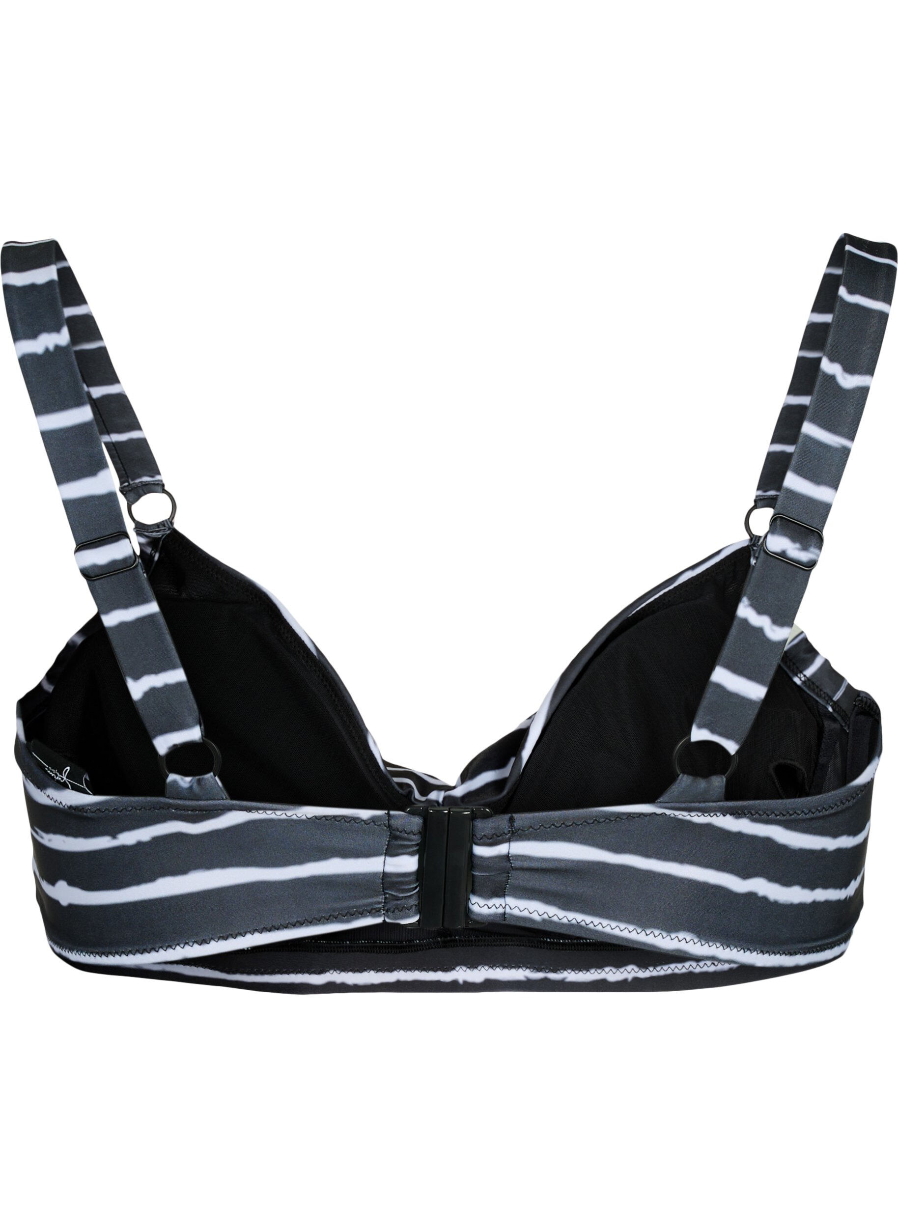 Zizzi Printet bikini bh med b&oslash;jle, Black White Stripe, Packshot image number 1
