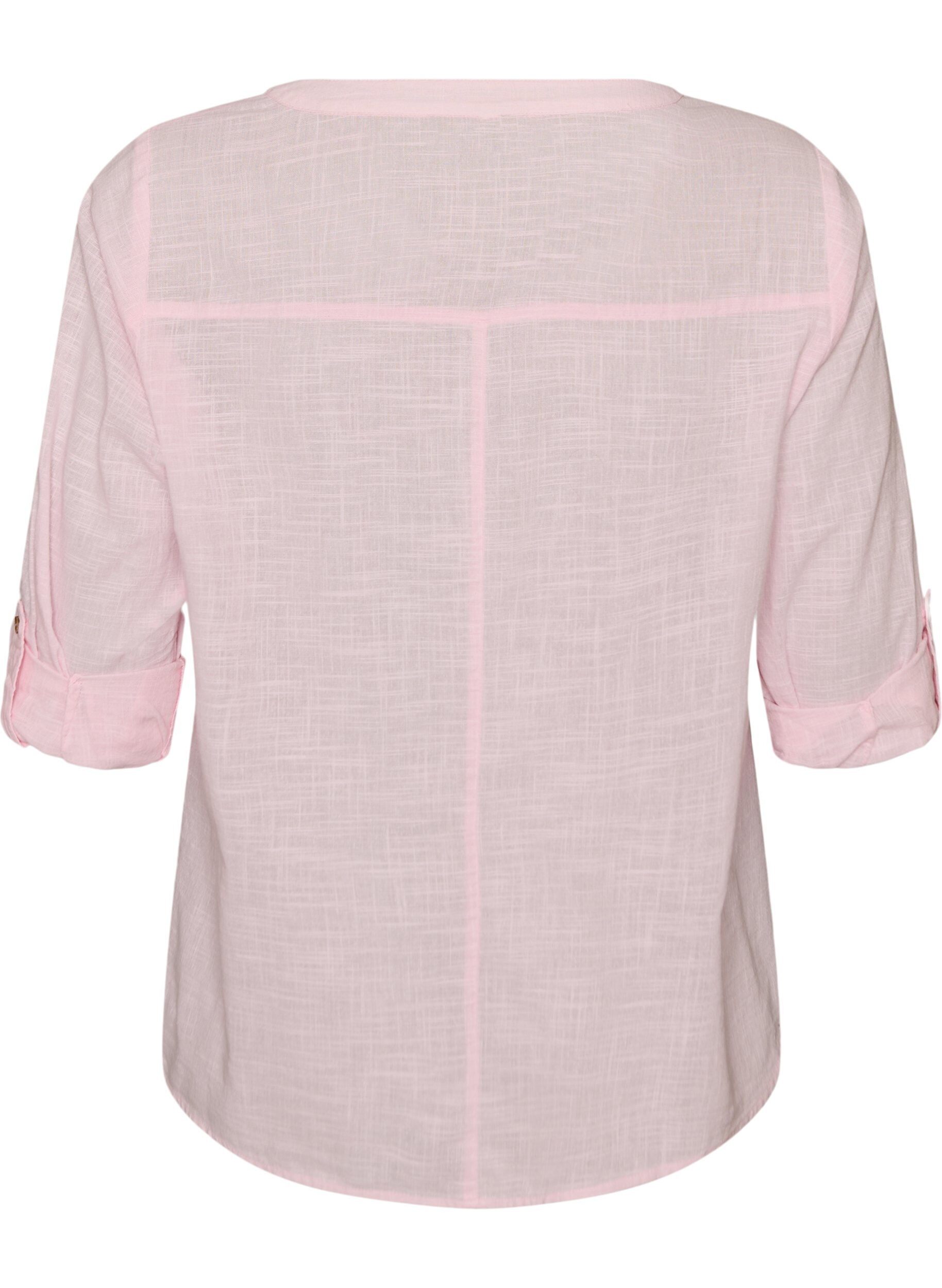 ZizziSkjortebluse i bomuld med v-udsk&aelig;ring, Lyser&oslash;d, Packshot image number 1