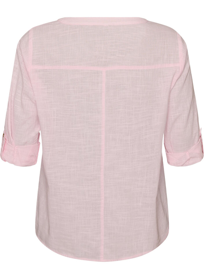 Skjortebluse i bomuld med v-udsk&aelig;ring, Lyser&oslash;d, Packshot image number 1