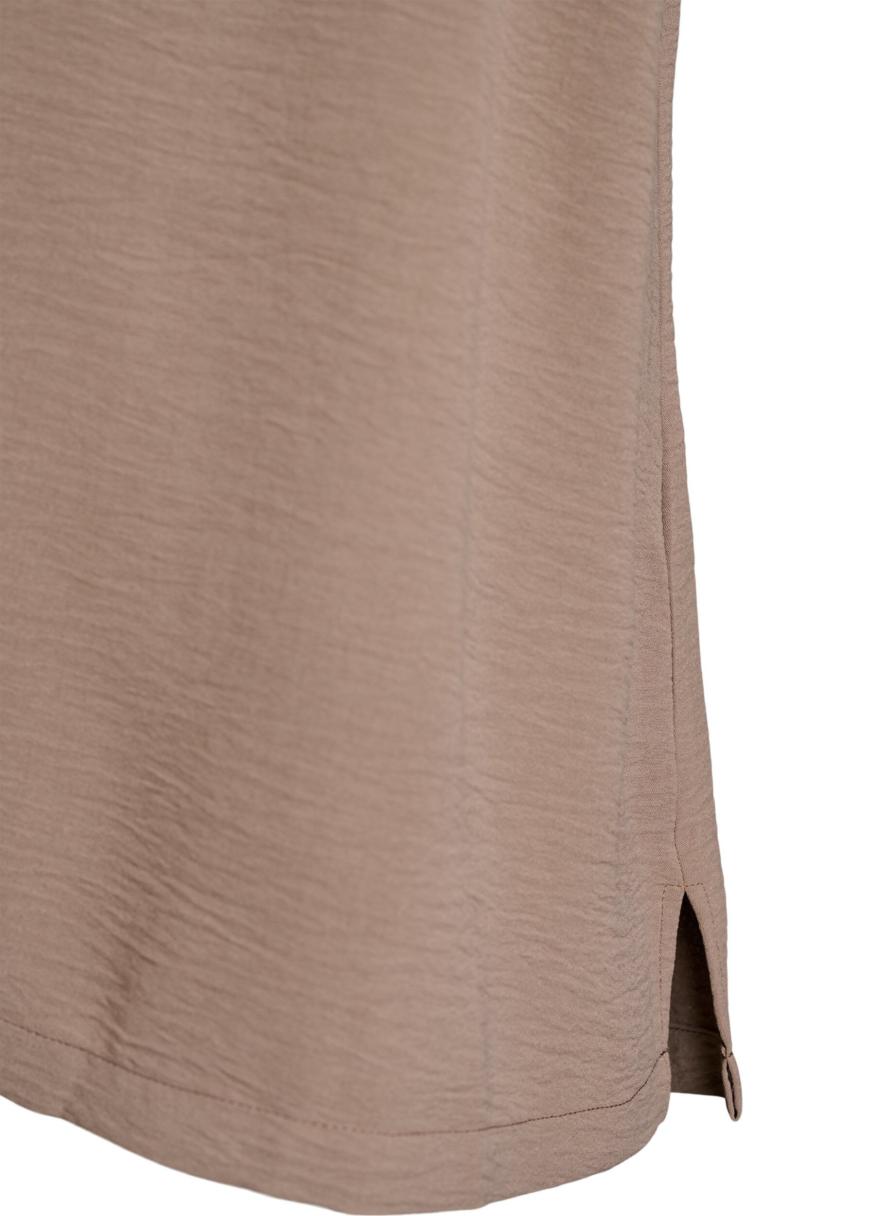 Zizzi&AElig;rmel&oslash;s top med rynkedetaljer, Brun, Packshot image number 3